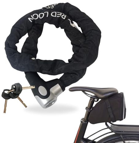 Fahrradschloß | eBike Kettenschloß | 150cm | Radschloß | Motorradschloss | Schloss für ebike | Fahrradkettenschloss | Red Loon | Schloss für Fahrrad ebike Motorrad Roller | inklusive Satteltasche