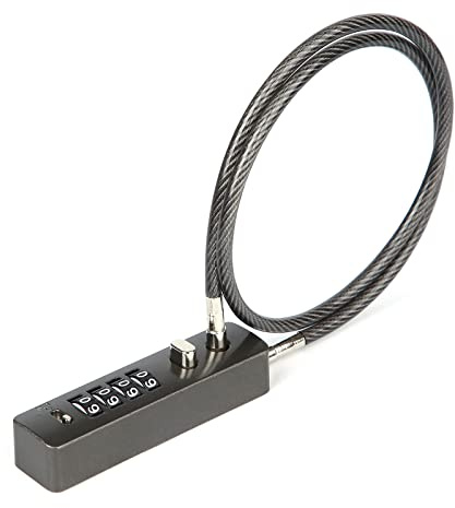 Lucchetto Combinazione con Cavo, 60cm Lucchetto con Cavo in Acciaio Lucchetto con Combinazione a 4 Cifre per Biciclette Cancelli Armadietti Porte del Frigorifero (Grigio Scuro)