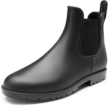 DREAM PAIRS Botas de Agua Hombre Chelsea Zapatos de Lluvia Impermeable Wellington Botines de Goma de Moda Flexible y Antideslizante,Size 41,Negro,SDRB2401M-E