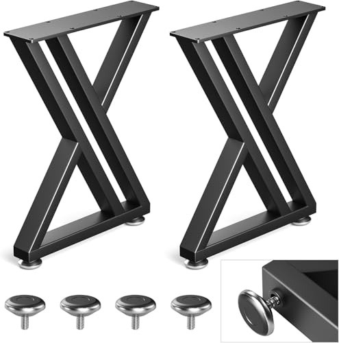 Likapop 16'' Metal Table Legs, Sturdy Black Bench Legs, Suitable for DIY Coffee Tables, Dining Tables, Desks, and Benches(H40cm x W30cm, 2 Piece) (16''Y-Type)