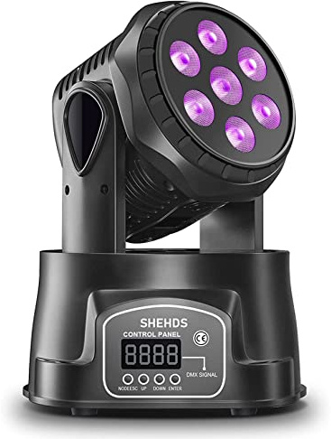 SHEHDS 7 x 18 W, RGBWA+UV 6-i-1, rörliga LED-strålkastarlampor för scentvätt, DMX512 professionell DJ-ljus-discopisk stroboskop för semester, karaoke, pub, bar, show, fest