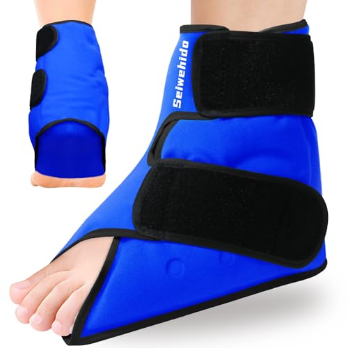 Ankle Ice Pack Wrap for Foot Heel Pain Relief and Swelling Reusable Gel Cold Hot Packs for Achilles Tendonitis Plantar Fasciitis Sprained Swollen Feet Surgery Recovery Sports Injury(Roya Blue,1pcs)
