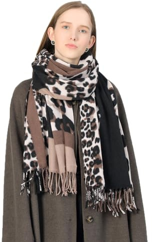 MAKFORT Écharpe XXL pour femme classique à rayures pour l'automne, l'hiver, chaude et super longue étole pour femme avec pompons