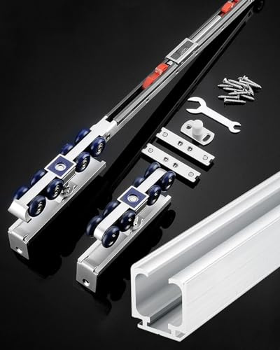 Rail Porte Coulissante Quincaillerie Et Kit de Rail pour Porte Coulissante à Fermeture Amortie, Portes Coulissante de Grange à Montage Supérieur (61 122 183 245 305 365 425 cm(93cm/36.6inch/3ft)