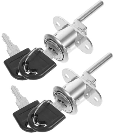 FOMIYES Lot de 2 Serrures Métalliques pour Tiroir avec Triple Verrouillage, Serrure D’armoire Argentée, Système à 3 Points, Compatible Meuble de Bureau et Classeur, Sécurité Optimale