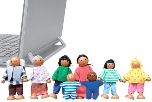 Miniatyrfigurer – små och söta dockhus familjedockor – dockhus familjeset, lämplig för nyår, skola, dagis, dagis, födelsedag, jul, flickor och barn