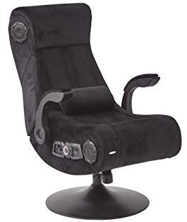 X-Rocker Deluxe 4.1 Pedestal, Stereo Audio Gaming Chair - Bluetooth Connectivity, Reactive Vibration, Foldable Base, Wipe-Clean Faux Leather for Teens & Adults - Black