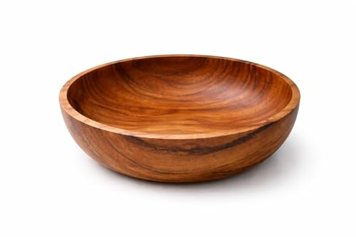 NELUHA Ciotola in legno di teak, rotonda, diametro decorativo, grande, in legno di teak certificato, altezza 20 cm, altezza 6 cm