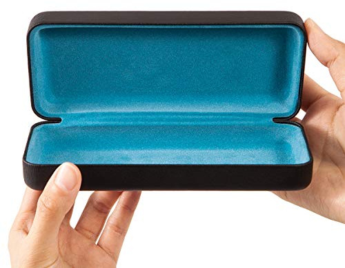 TRIUMPH VISION Matte Black Sunglasses Case for Men - Hard Shell Storage Eyeglasses Cute Linen Big Shades with Cleaning Cloth