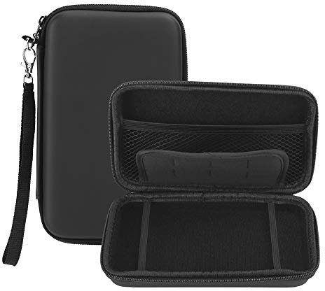 Cuifati 2Pcs Portable Storage Bag Carry Case EVA Protective Hard Bag, Full Zipper Storage Box Protective Bag for NDSILL/3DSXL Handheld Game Consoles(Black)