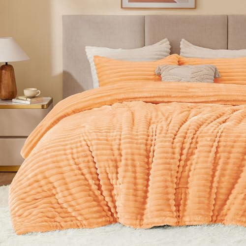 BEDELITE Juego de edredón de Forro Polar tamaño Queen, Ropa de Cama Coral súper Suave y cálida, Juego de Cama Pesado de Lujo para Invierno con 2 Fundas de Almohada