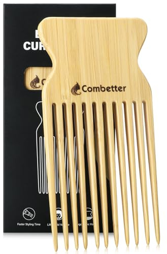 Épingle à cheveux en bambou Combetter, Améliore la définition des boucles et le volume des cheveux bouclés, pic afro écologique pour le démêlage et le coiffage