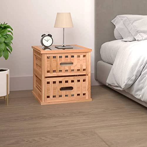 ShCuShan Nachttisch Night Stand Nachttischschrank Beistelltisch Bedside Table Nachtschrank 34x34x34 cm Massivholz Nussbaum
