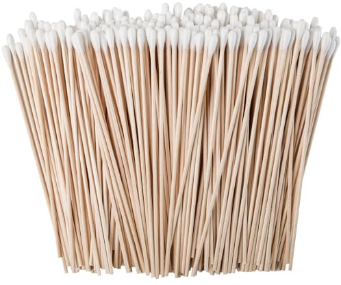 300 Stück Wattestäbchen Lang 15 cm Holzgriff Watteträger,Ohrenstäbchen Reinigungsstäbchen Holz Lang Cotton Swab für Kamera Tastatur Make-up Reinigung Polieren