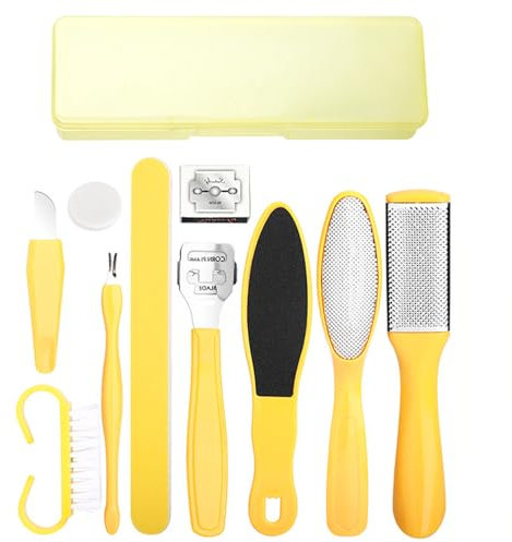 Kit Unghie, Set Da 11 Pezzi Calli Piedi Rimozione Strumenti Per Pedicure Taglia Unghie Per Piedi Cassetta Per La Rimozione Dei Calli Lima Per Unghie Professionale Per La Cura Dei Piedi Giallo Bisturi