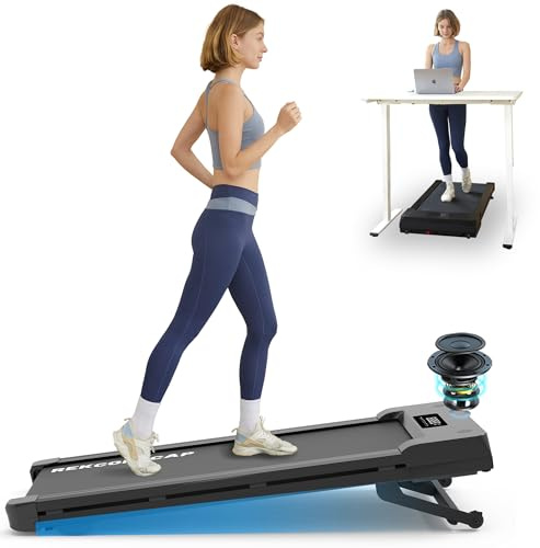PACEROCKER Walking Pad Treadmill with 12% 9-Level Auto Incline, 450 lbs Capacity Under Desk Treadmills for Home with Bluetooth Speaker, 5 MPH, Carbon Black