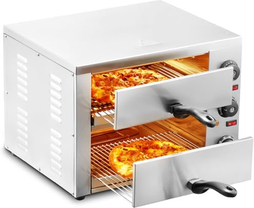 VEVOR Horno de Pizza Eléctrico para Encimeras, 1700 W, con Control de Temperatura y Temporizador, Horneado Uniforme y Fácil Limpieza, Ideal para Cocinas Comerciales y Domésticas, 477 x 400 x 350 mm