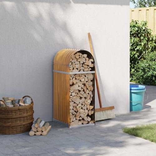 Xichuzi Kaminholzunterstand Hellbraun 40x45x100 cm Verzinkter Stahl, Holzunterstand, Holzstapelhilfe, Aufbewahrung Holz, Holzregal, Brennholzregal Außen, Kaminholz Aufbewahrung - 364577