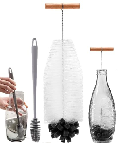 Lot de 2 brosse nettoyage Sodastream bouteille en verre et plastique, 33 cm