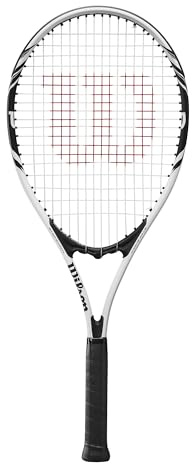Wilson Federer Adult Tennis Racket (Various Bundle Options) White/Black Series (Racket Only)