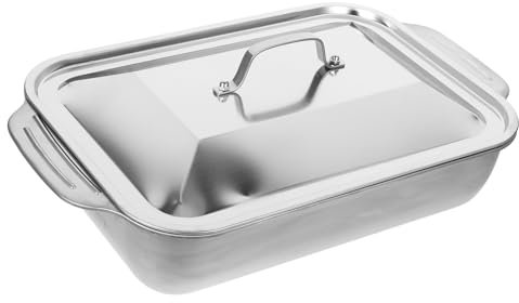 CIYODO Teglia Da Forno in Acciaio Inossidabile Teglia Per Grigliare Pesce E Aragoste Vassoio Rettangolare Con Coperchio Per Cottura Uniforme E Sicura Portatile E Duratura
