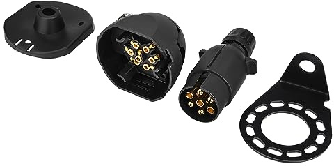 Rengue Husbilsdelar Släpkontakt, Uttagskontakt Adapterfäste, Släpkontakt för Dragkrok för Husvagn, Svart Europe Style 12N 7-stifts