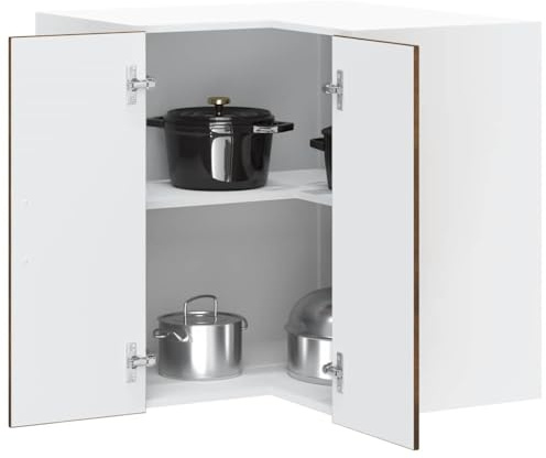 Runheo Porto - Armario colgante de esquina para cocina, roble ahumado, 57 x 57 x 60 cm, con puerta y estante, armario colgante para espacio en la cocina, comedor, despensa, montaje en pared