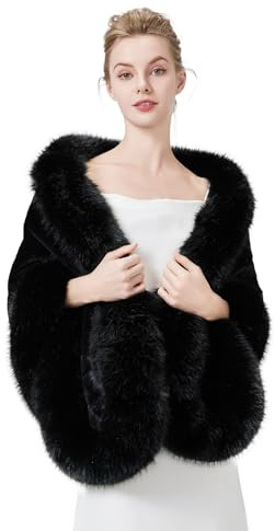 BEAUTELICATE Women's Faux Fur Shawl Wrap Stoles for Bridal Wedding Dresses