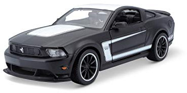 Maisto Ford Mustang Boss 302: Originalgetreues Modellauto 1:24, mit Türen und Motorhaube zum Öffnen, Fertigmodell, schwarz (531269M)