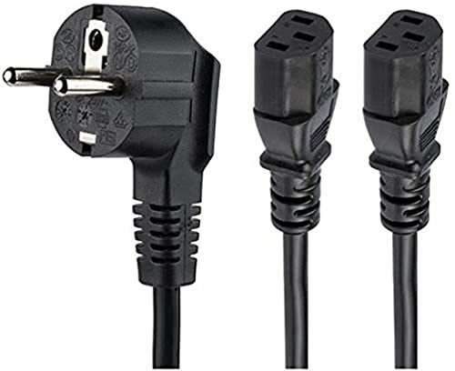 StarTech.com 2 m Computer Y Stromkabel, 18AWG, EU Schuko auf 2x C13, 10A 250V, Ersatz AC Stromkabel Y Splitter, Drucker Stromkabel, PC Netzkabel, Monitor Stromkabel - UL gelistet (PXT101YEU2M)