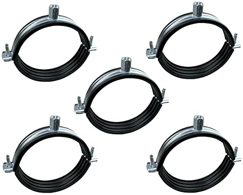 AERZETIX - C49898 - Lot de 5 Collier isophonique -support fixation avec joint - pour tuyau Ø 2 1/4'' 67-71mm - DIN EN 10111 - en acier zingué - à visser М8