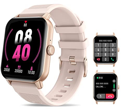 RIVERSONG Montre Connectée Femme avec Appel Bluetooth, 1,70 Montre de Sport avec Fréquence Cardiaque,SpO2, Podomètre, Cycle Menstruel, Moniteur de Sommeil, Étanche IP67, pour Android/iOS, Rose