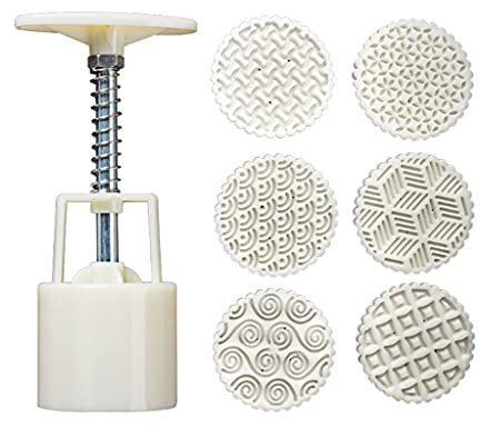 50g DIY 3D Mooncake Mould Japanese Style Strip Line Shape Moon Cake Mold Press Safe Cookie Molds for Mid-Autumn Festival Mooncake Mold 50g Round Mooncake Mold Press