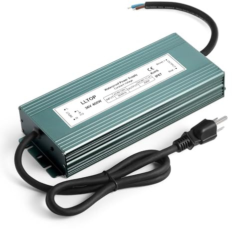 LLTOP 36v DC Power Supply 400w 11.1A Waterproof AC110v/120v to 36vdc Converter Constant Voltage Outdoor Transformer for Pump Humidifier LED Lights