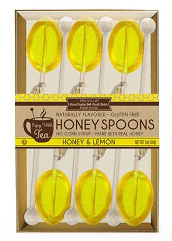 Melville Candy Lemon Honey Tea Spoons Stirrers, Made With Real Honey Gift Box, Pack of 6