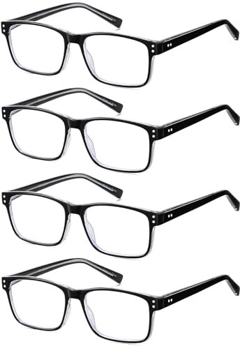 EYECEDAR 4-Pack Reading Glasses for Men Blue Light Blocking Readers for Men Women Adjustable Metal Spring Hinges Eyeglasses 2.0