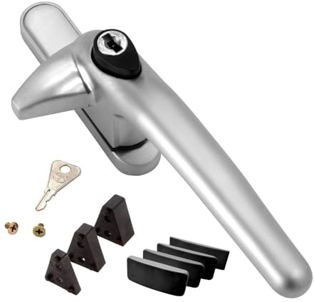 Universal Cockspur Window Handle Kit (3 Pack) - Right, Satin Silver/Black