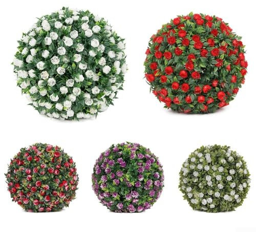 Eawfgtuw Boule topiaire de roses artificielles, 20 cm, 25 cm, panier de jardin à suspendre, plante décorative en plastique, décoration de café, décoration de jardin, décoration pour maison, fête de