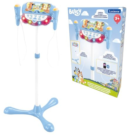 Lexibook, Bluey, Lysande högtalarställ-set, S160BY | Justerbar höjd, 2 mikrofoner, ljuseffekter, MP3, AUX-ingång, Bluetooth, rösteffekter, blå