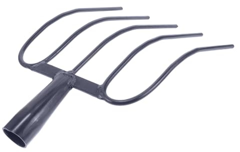 TOYANDONA Horquilla para Estiércol y Hierba Agrícola para Exteriores, Herramienta Agrícola Portátil De 5 Púas Sólidas, Resistente a La Oxidación, Versátil para Limpieza y Trabajos Campesinos