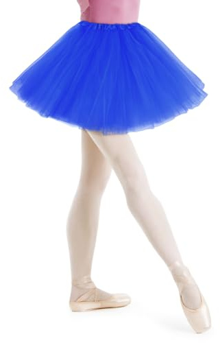 AYBUY Jupe Tutu pour Femme,3 Couches Jupe en Tulle Rétro Années 80 Fête Halloween Carnaval Costume,Jupe Tutu Rétro Accessoire Fluo Danse Habiller Soirée Jupette Danse Classique Princess,Bleu Roi