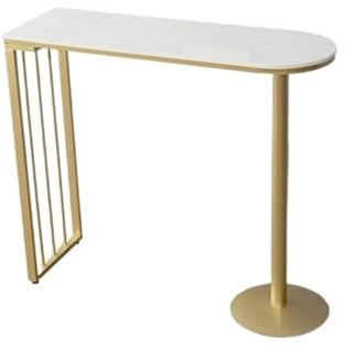 Bartabeller Marmorbarbord med metallram Hemljus Lyxigt högt köksmatbord Bar Bordets Högbord(Gold,180 * 40 * 105cm)