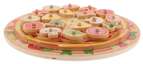 BESPORTBLE Pizza-Spielset: Spielzeug-Pizza aus Holz – realistische Küchenausstattung – Montessori-Küchenspielzeug aus Holz für Kinder (Jungen & Mädchen)