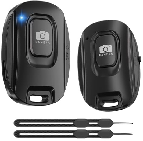 VYVIYON Telecomando Bluetooth 5.2 per fotocamera per iPhone e smartphone Android (confezione da 2), telecomando wireless per foto e video, alimentato a batteria, cinturino da polso incluso