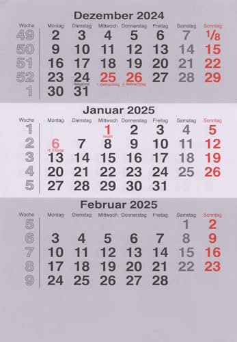 HiCuCo Kalendarium (lose Blätter) für 2 Jahre (2026 + 2027) passend für 3-Monats-Tischkalender Edelstahl TypB