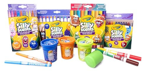 Crayola - Silly Scents Convenience Set, zum Zeichnen mit duftenden Farben, mehr als 45 Teile, einschließlich Marker, Modellierpaste, Wachsmalstifte, 7455