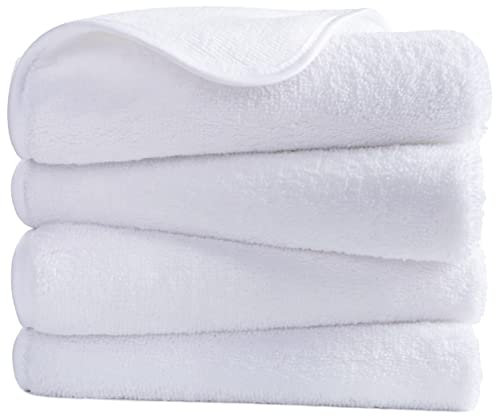 Polyte - Premium-Mikrofaserhandtuch - fusselfrei & schnelltrocknend - Weiß - 40 x 76 cm - 4 Stück