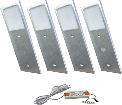 ACCE Supertunn och aluminiumkropp LED infälld belysning kök möbler lampa varm vit inklusive omvandlare en strålkastare med strömbrytare energieffektivitetsklass A (4ER)