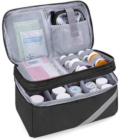 Trunab Medicine Storage and Organizer Bag Empty, Pill Bottle Organizer with Portable Small Pouch, Home First Aid Box for Emergency Medication, Supplements or Medical Kits (Bag Only)(Patent Design)