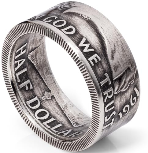 CHANGE TO TREASURE 1950-1963 Franklin Half Dollar Ring | Silver Coin Ring with Patina Finish (1950, 10)